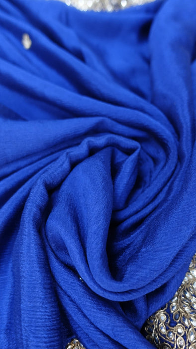 Blue crushed silk zardosi beaded dupatta – border detail