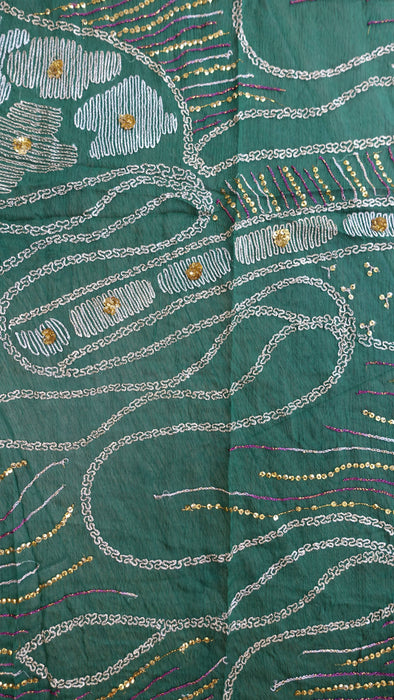 Green vintage silk chiffon embroidered with kiran gota – folded view