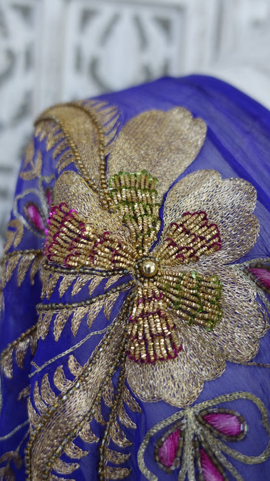 Purple heavy embellishment vintage dupatta – folded view