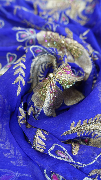 Purple heavy embellishment vintage dupatta – border detail