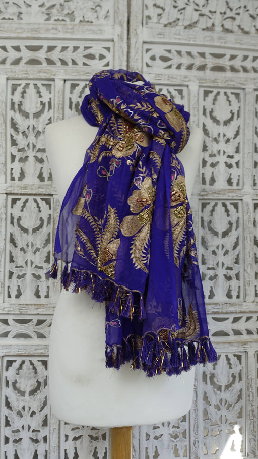 Purple heavy embellishment vintage dupatta – full length view