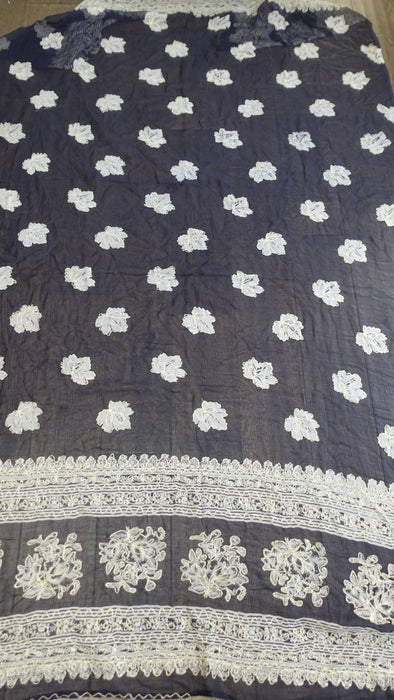 Midnight blue vintage tilla embroidered dupatta – fabric and colour detail