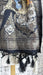 Black chanderi silk printed dupatta – end panel detail