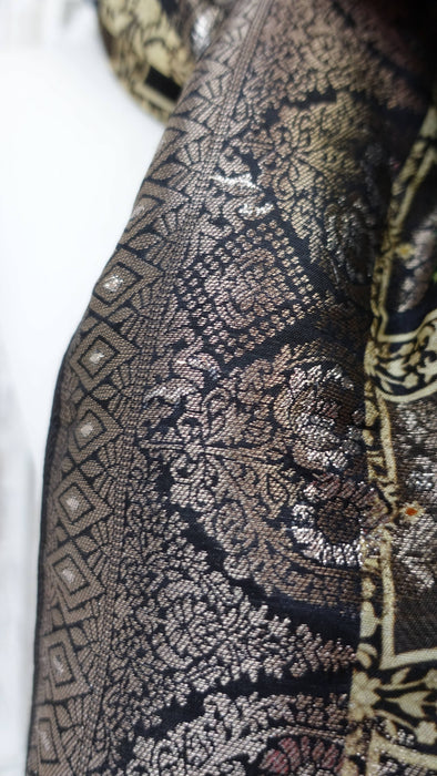 Black chanderi silk printed dupatta – folded view