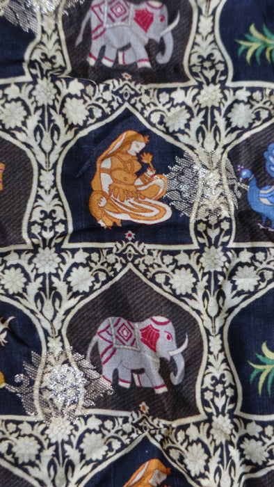 Black chanderi silk printed dupatta – fabric and colour detail
