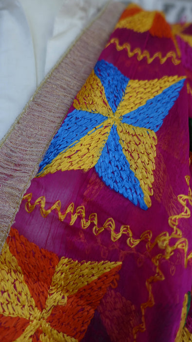 Pink phulkari chiffon dupatta – border detail