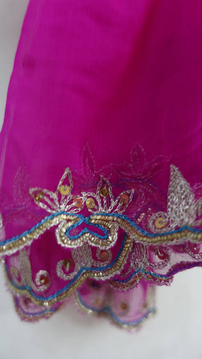 Hot pink zardosi edged dupatta – shown draped