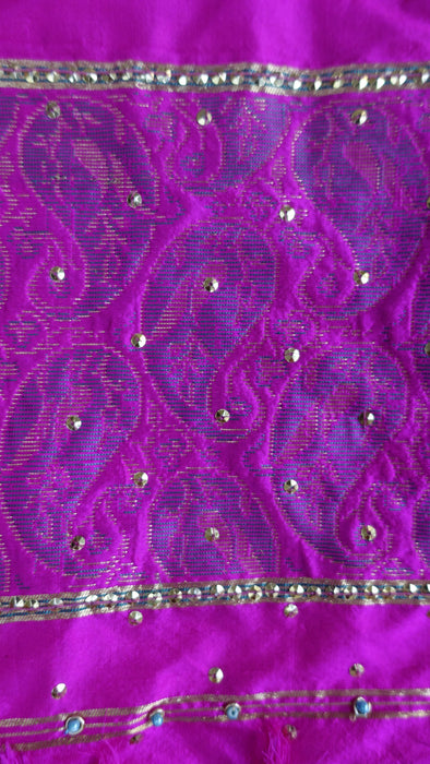 Hot pink pure silk vintage dupatta – full length view