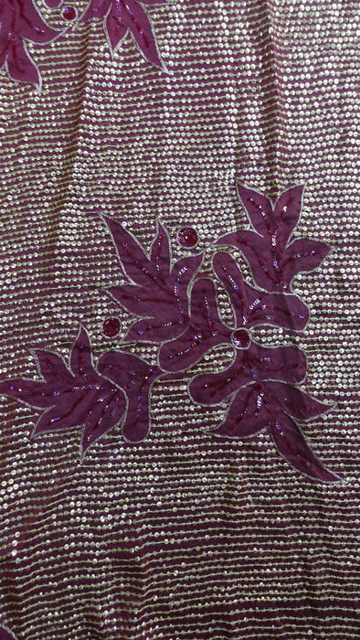 Red vintage sequinned dupatta – reverse side