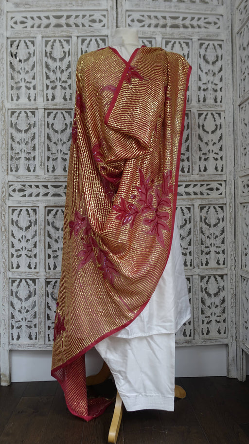 Red vintage sequinned dupatta