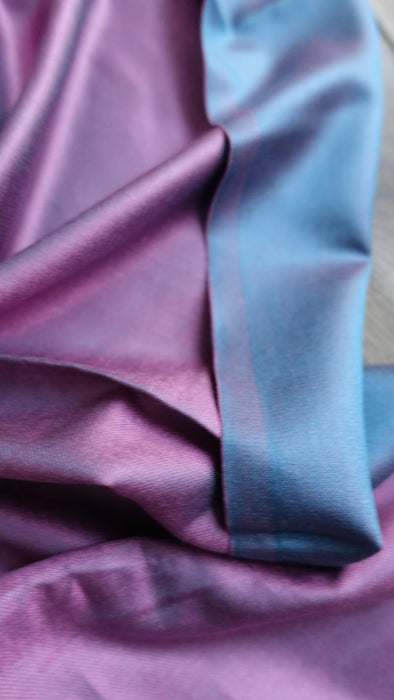 Purple and blue 2 tone pure silk scarf – border detail