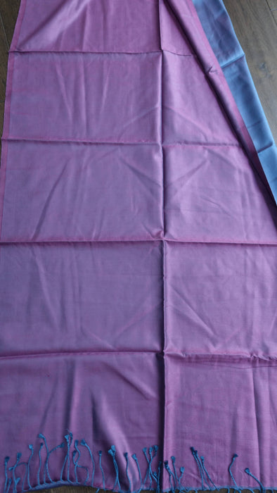 Purple and blue 2 tone pure silk scarf – corner detail