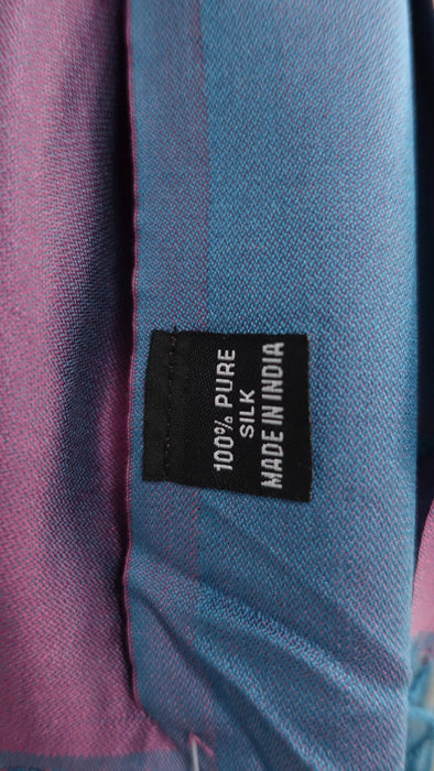 Purple and blue 2 tone pure silk scarf – fabric and colour detail