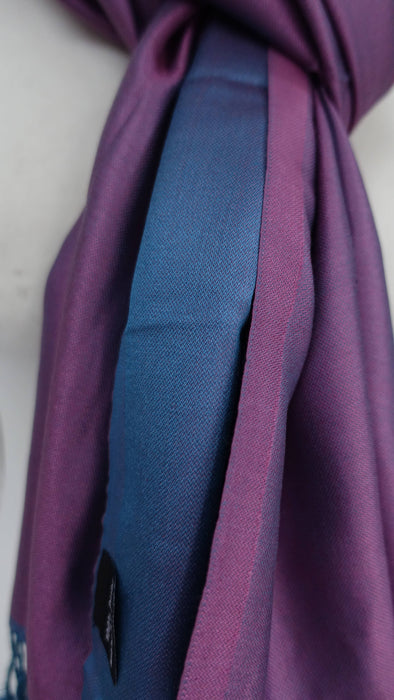Purple and blue 2 tone pure silk scarf – shown draped