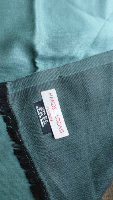 Teal and black 2 tone pure silk scarf – shown draped