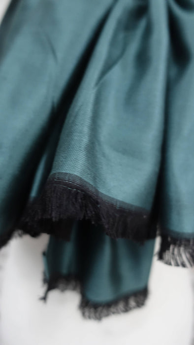 Teal and black 2 tone pure silk scarf – border detail