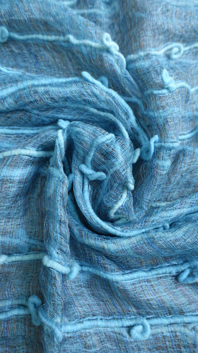 Blue thin weave silk loom scarf – pattern detail