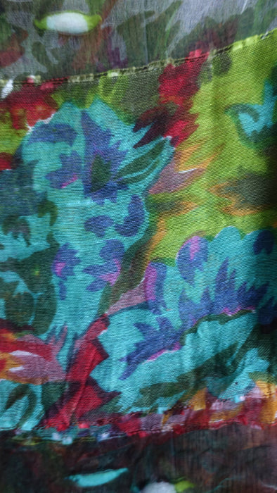 Multicoloured pure silk sheer scarf – fabric and colour detail