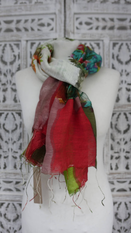 Multicoloured pure silk sheer scarf