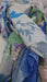 Blue and white pure sheer silk scarf – full length view