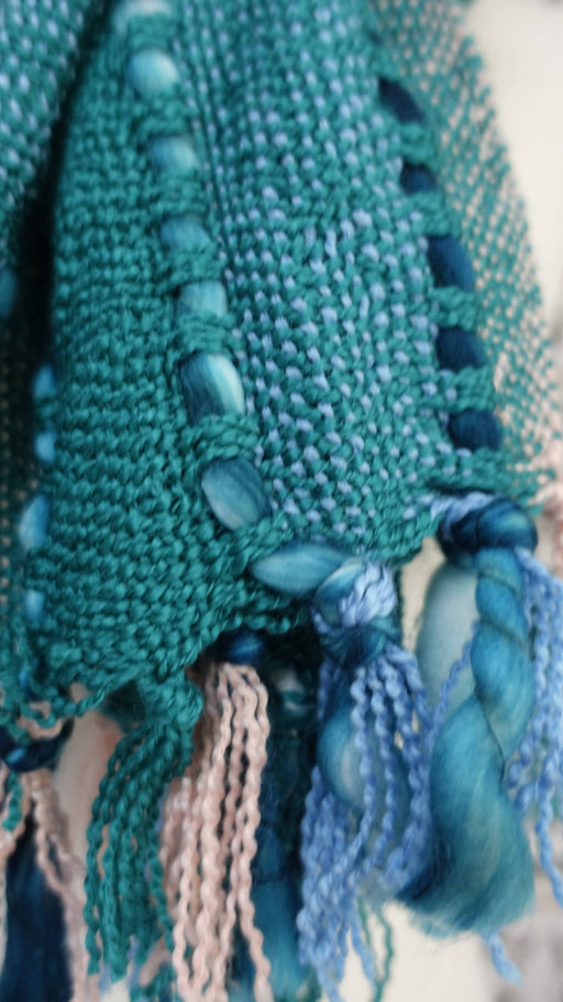 Jade hands and looms winter scarf – full length view