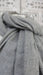 Grey angora wool hands and looms warm scarf – full length view