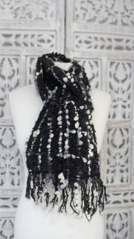 Black and white hands and looms winter scarf