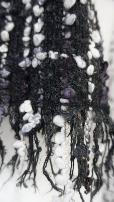 Black and white hands and looms winter scarf – full length view