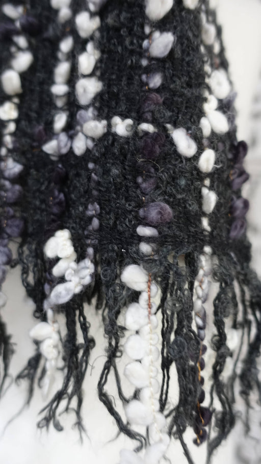 Black and white hands and looms winter scarf – full length view