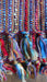 Colourful hands and looms colourful winter scarf – fabric and colour detail