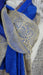 Blue and cream phulkari large dupatta – border detail