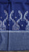 Navy Kashmiri wool shawl with white and gold paisley embroidery – view 5