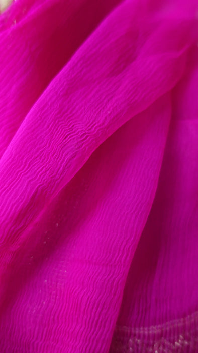 Hot pink silk chiffon kiran gota vintage plain dupatta – shown draped