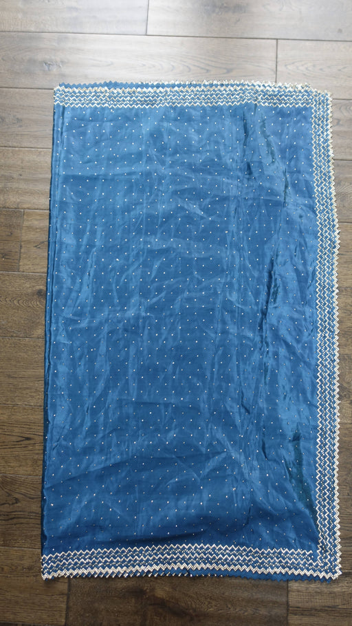 Teal diamante crepe dupatta – full length view