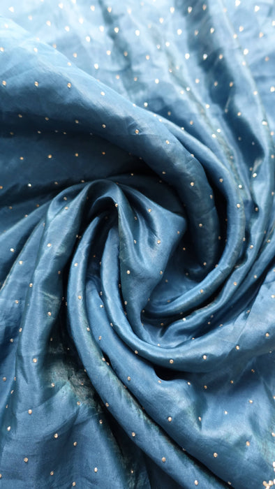 Teal diamante crepe dupatta – fabric and colour detail