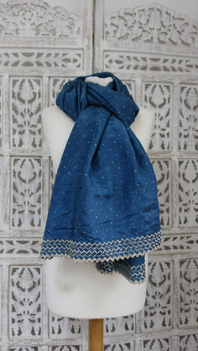 Teal diamante crepe dupatta