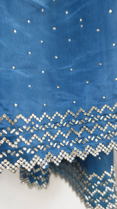 Teal diamante crepe dupatta – shown draped