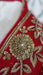 Red silk dupatta with zardosi floral embellishment – close-up of the embellishment