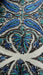 Cream with blue and brown reversible embroidered shawl – close-up of the embellishment