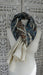 Cream with blue and brown reversible embroidered shawl