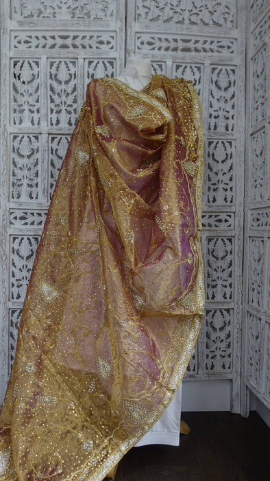 Orange Toned Vintage Wedding Dupatta - New