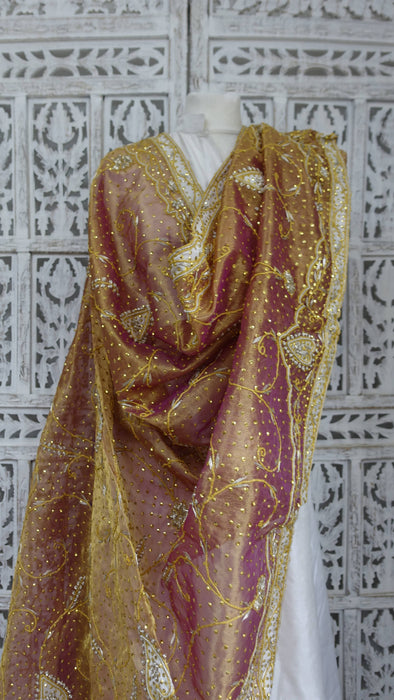 Orange Toned Vintage Wedding Dupatta - New