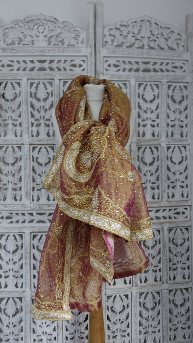 Orange Toned Vintage Wedding Dupatta - New