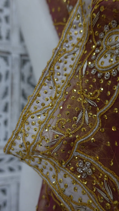 Orange Toned Vintage Wedding Dupatta - New
