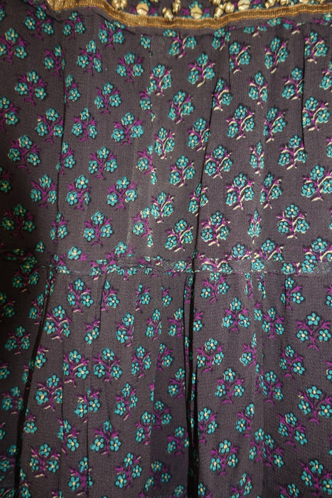 Dark Grey Floral Print Tiered Skirt - Preloved