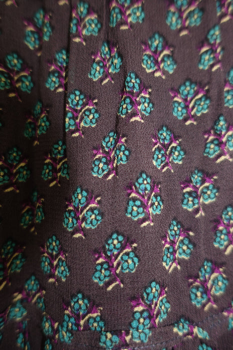 Dark Grey Floral Print Tiered Skirt - Preloved