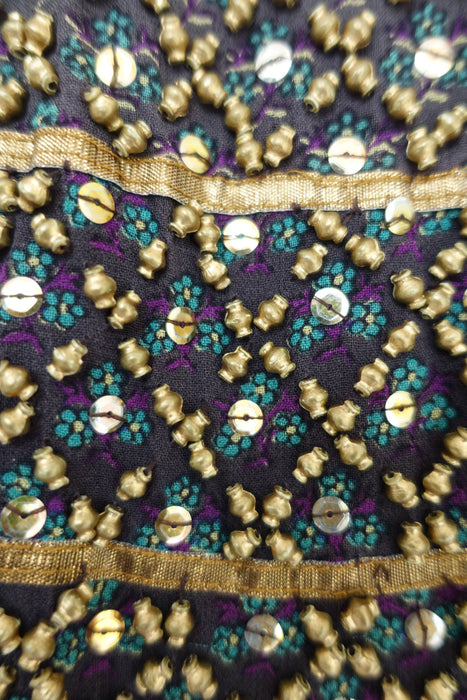 Dark Grey Floral Print Tiered Skirt - Preloved