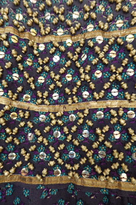 Dark Grey Floral Print Tiered Skirt - Preloved