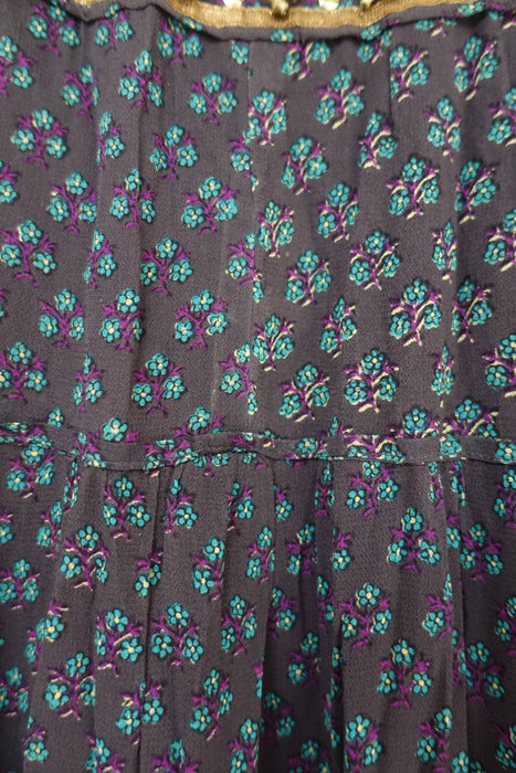 Dark Grey Floral Print Tiered Skirt - Preloved