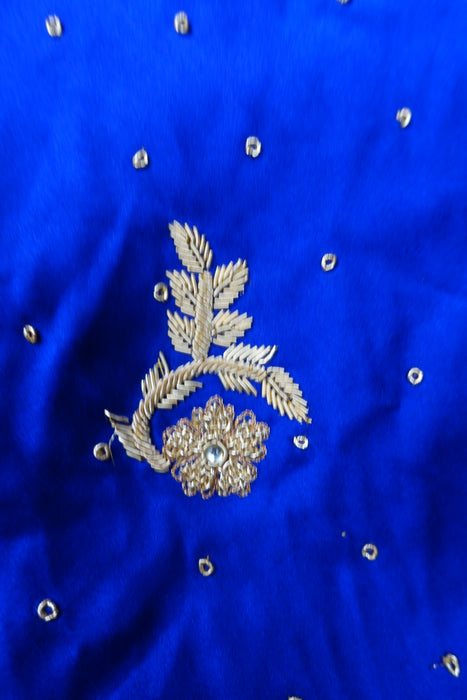 Blue Brushed Silk Vintage Zardosi Skirt - Preloved